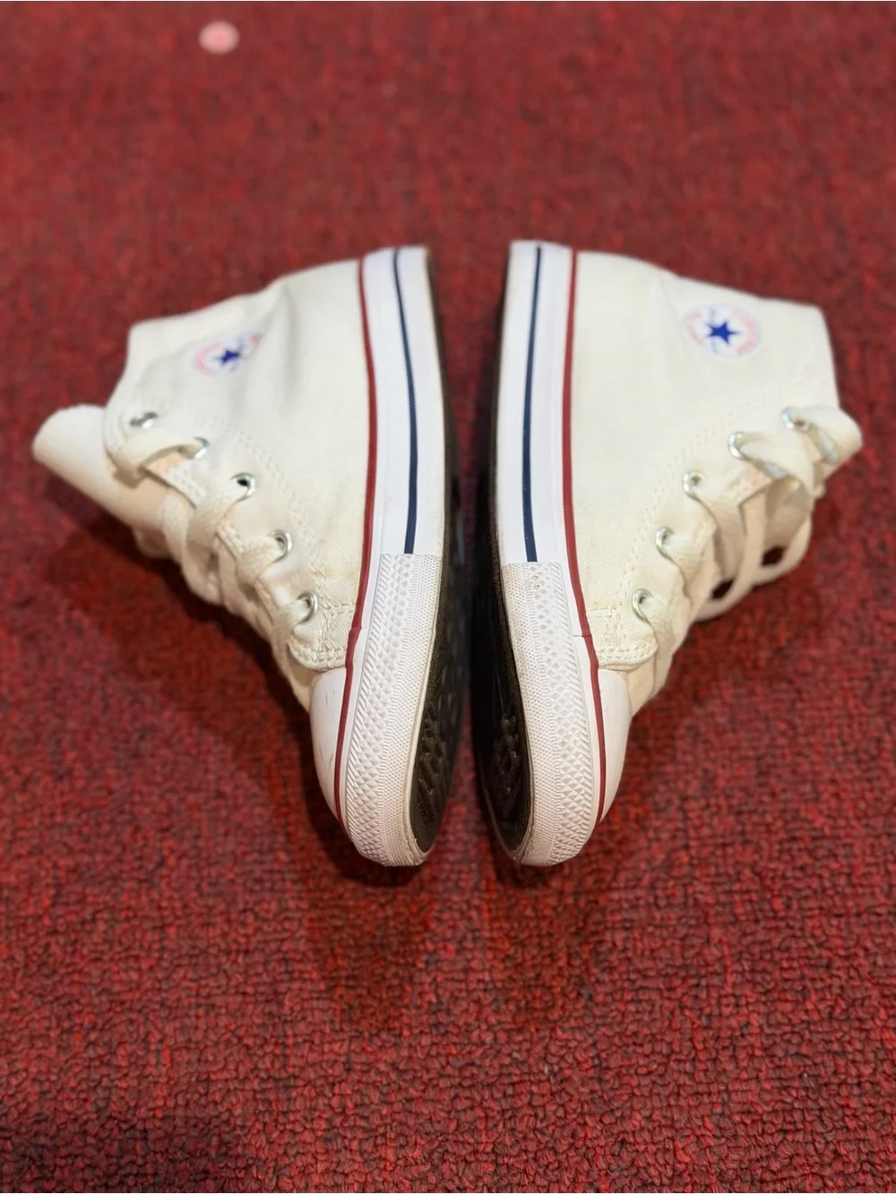 Converse Kids Cream Canvas Sneakers with Red Accent